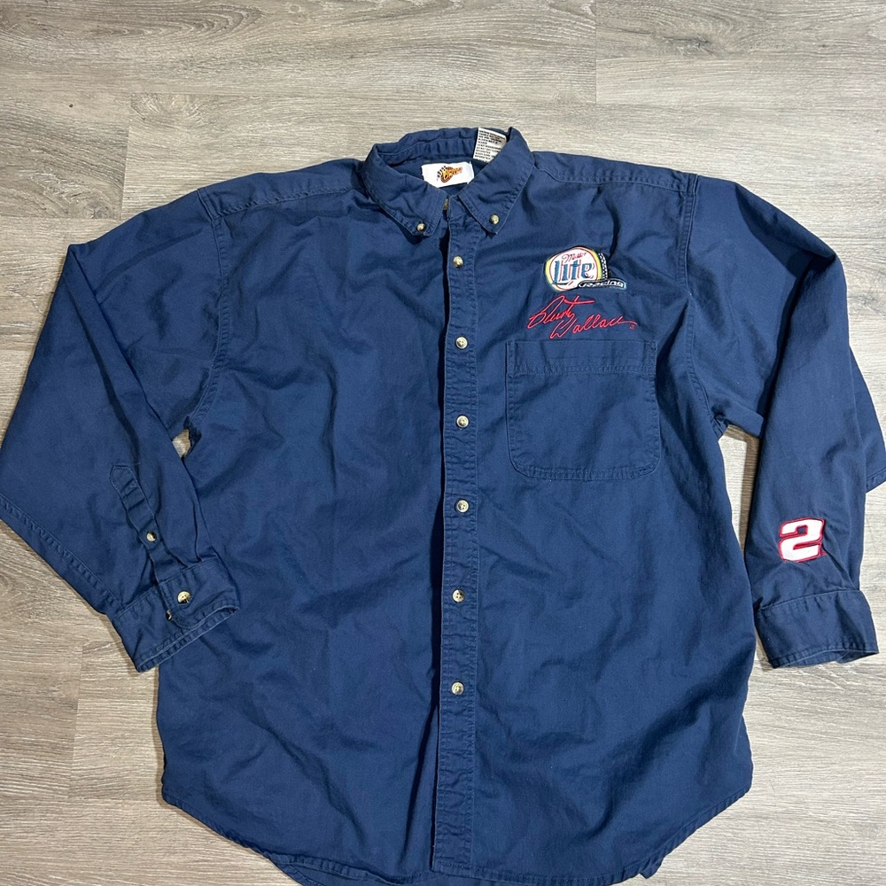 VTG Rusty Wallace Button-up Shirt #2 Miller Lite Racing Longsleeve Sz XL